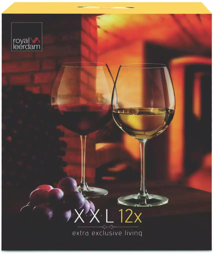 طقم كاسات كريستال رويال ليردم 12 كاس هولندي Royal Leerdam XXL