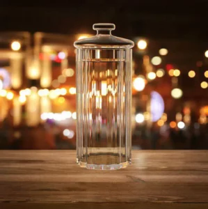 برطمان زجاج بالغطاء 25سم مخطط -كاندي جار- صناعة يدوية Candy Jar
