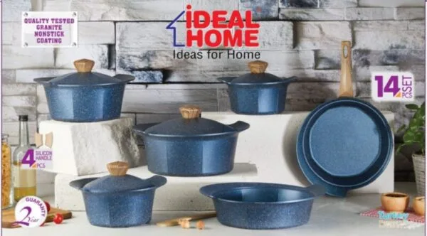 طقم حلة جرانيت ايديال هوم تركى ازرق اوكتاجون سداسى 14 قطعة Ideal Home