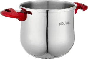 حلة ضغط نوفال 8 لتر تاتش احمر ميتاليك