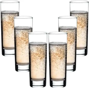 طقم أكواب هاي بول جانبية طويلة من باشابتشي، للمشروبات الباردة والماء، (سعة 290 مل)، 6 زجاج، شفاف من العلامة التجارية: باساباهس