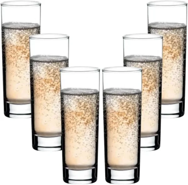 طقم أكواب هاي بول جانبية طويلة من باشابتشي، للمشروبات الباردة والماء، (سعة 290 مل)، 6 زجاج، شفاف من العلامة التجارية: باساباهس