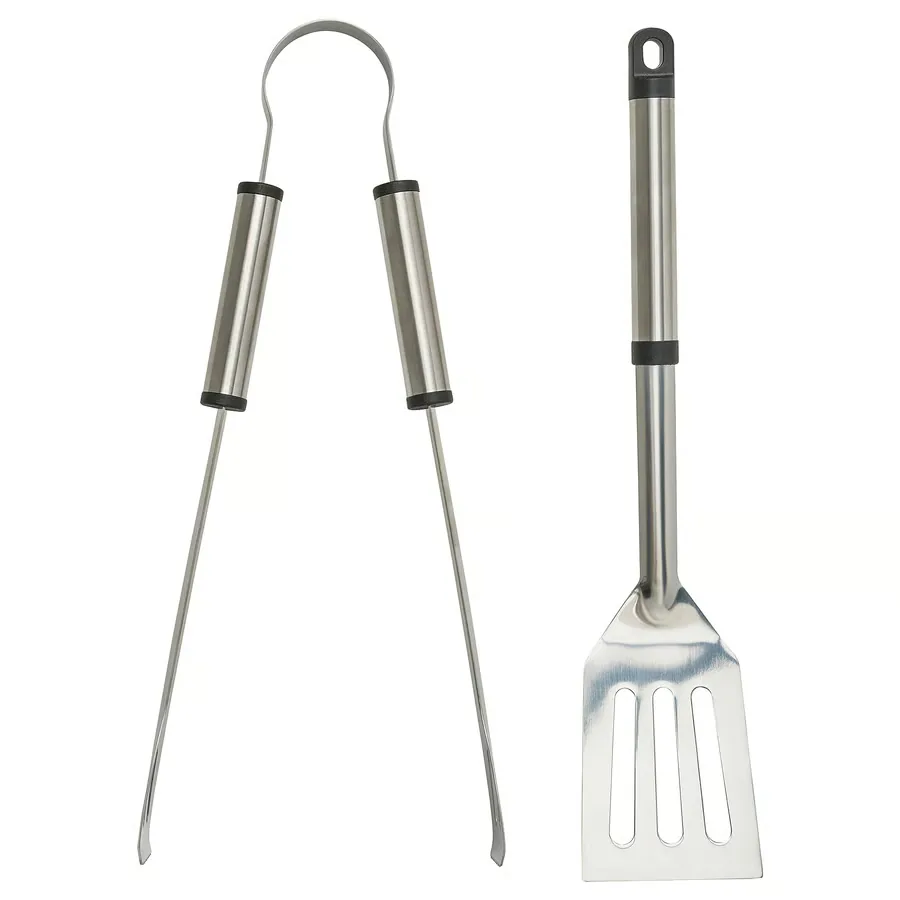 GRILLTIDER طقم أدوات شواء من قطعتين, ستينلس ستيل - IKEA (ايكيا)